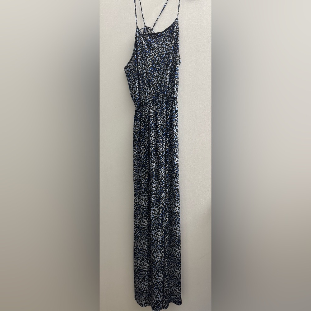 Kaileigh Black and Blue Patterned Maxi Dress